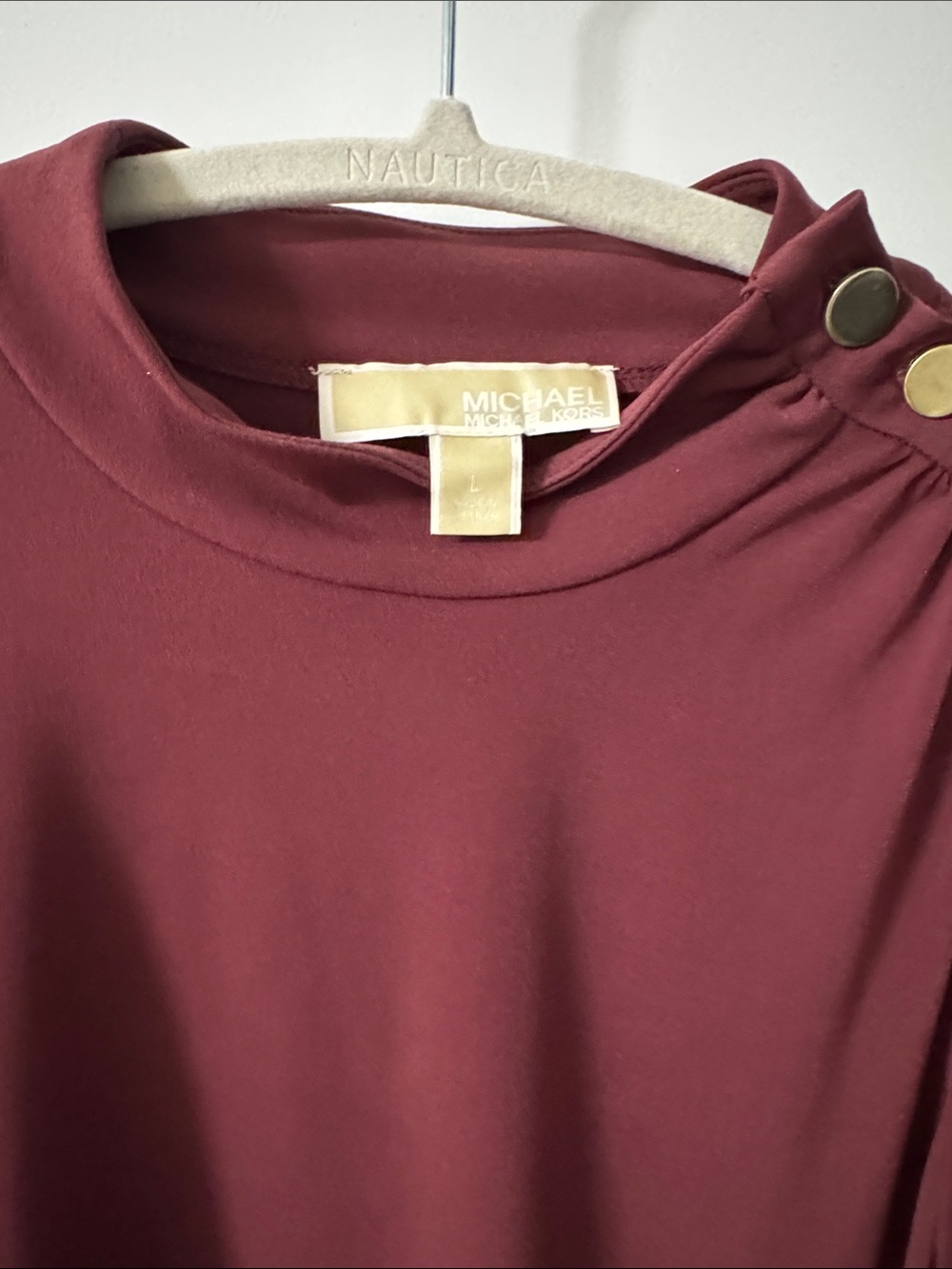 MICHAEL Michael Kors Women's Burgundy Long-Sleeve Top with Shoulder Buttons